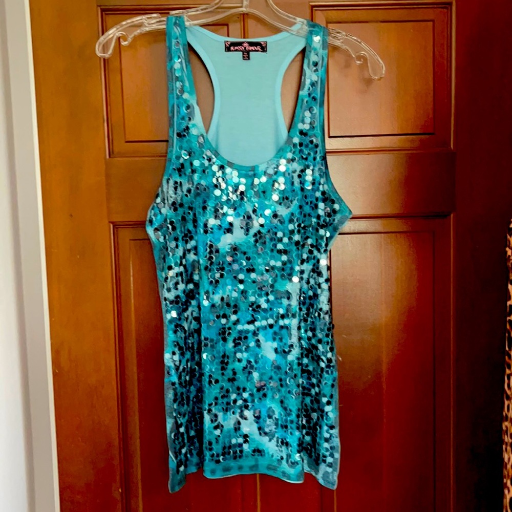 Almost Famous Racerback Sequin Tank Top Medium